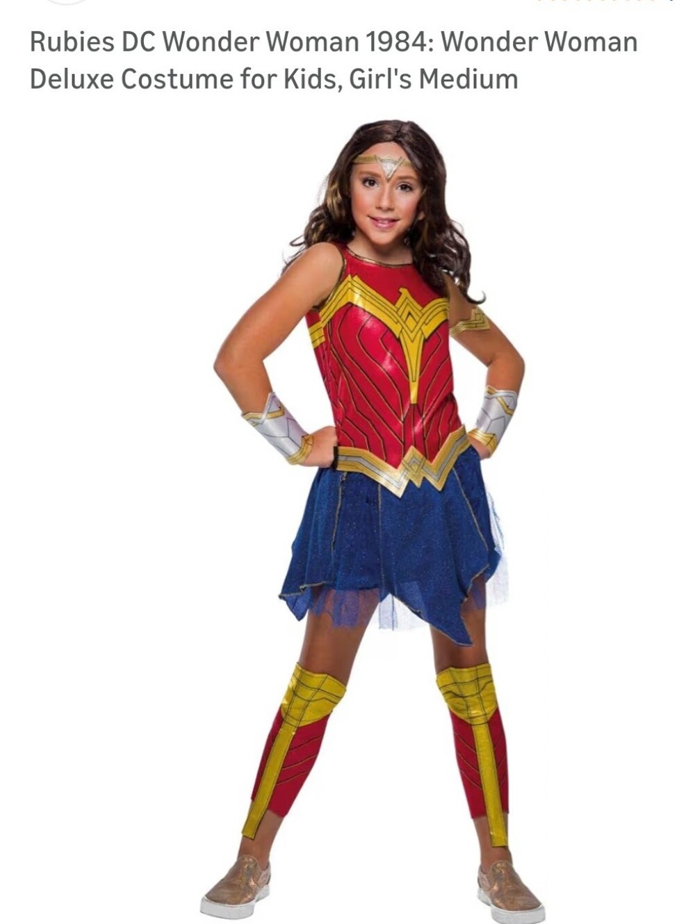Rubie's Wonder Woman Girls Red, Blue & Gold Deluxe Costume No Head Piece